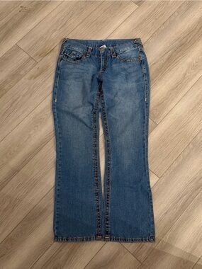 True Religion Joey Super T Flared Blue Denim Wash Jeans